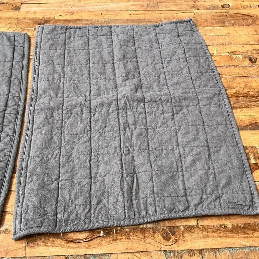 Casaluna Heavyweight Linen Blend Quilted Standard Pillow Shams Gray